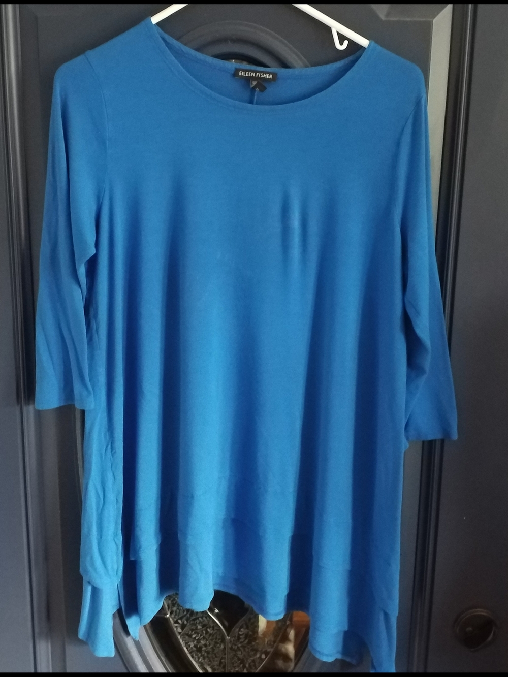 Eileen Fisher Cobalt Blue Scoop Neck Long Sleeve Tunic